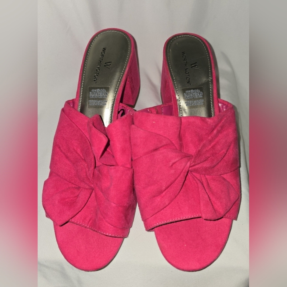 Worthington Pink Bow Mules Size 7.5 - Picture 2 of 5